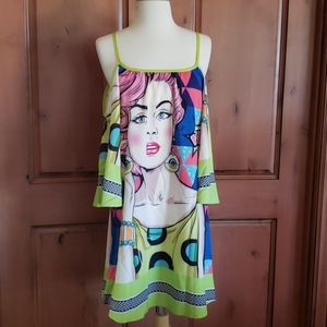 Colorful popart comic style print dress